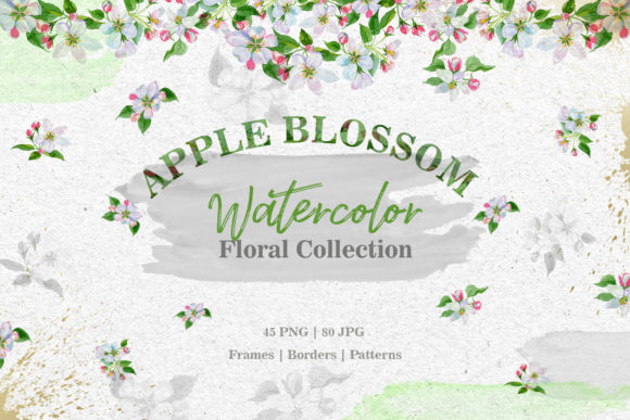 Apple Blossom Watercolor Set: A Fresh Design Asset for Creative Branding