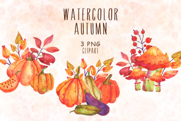 Autumn Watercolor Clipart for Illustrations and Digital Products