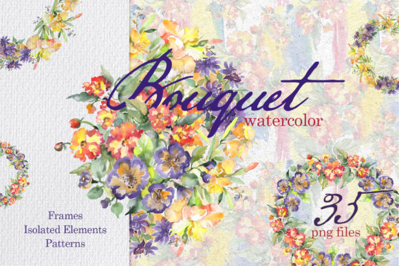 Beautiful Bouquets Watercolor Illustrations for Small Business Branding