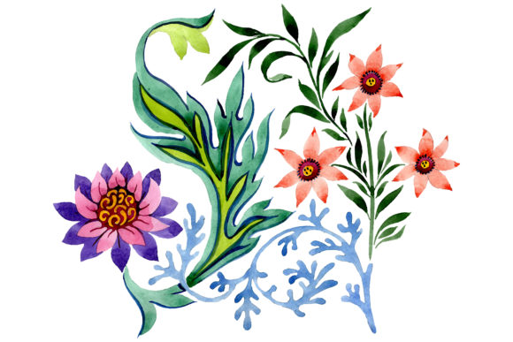 Beautiful Flower Ornament Watercolor: A Versatile Illustration for Branding and Marketing