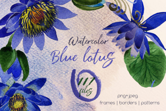 Blue Lotus Watercolor Set: A Versatile Illustration for Creative Sellers