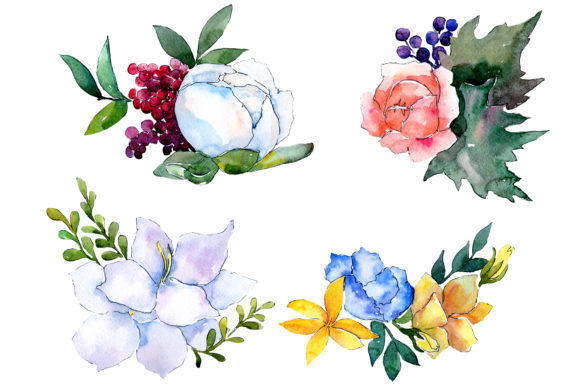 Bouquet Modest Smile Watercolor: A Delicate Design for Thoughtful Projects