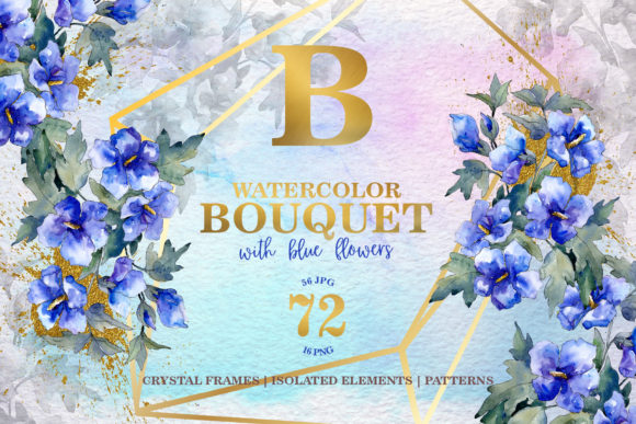 Bouquet with Blue Flowers Watercolor: A Versatile Illustration for Creative Projects