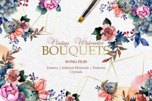 Bouquets Vintage Flower Watercolor: A Timeless Graphic Design Asset for Creative Marketers