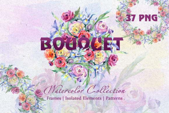 Bright Watercolor Bouquets: A Vibrant Illustration Asset for Creative Content