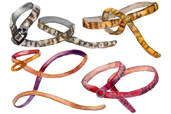 Chains, Leather Belts Watercolor Illustrations for Polished Content