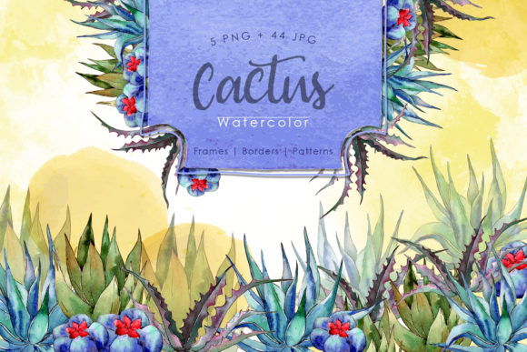 Cool Green Cactus Watercolor Set: A Versatile Illustration for Handmade Creations