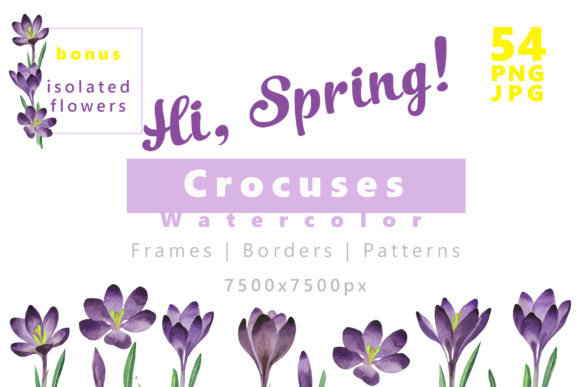 Crocuses Flower Watercolor Set: A Versatile Illustration for Local Business Branding