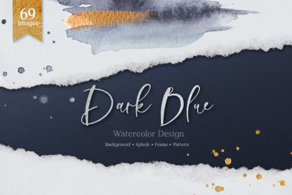 Dark Blue Watercolor Set: A Versatile Illustration for Craft Projects