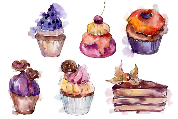 Dessert Sweet Tooth Watercolor: A Vibrant Illustration for Local Business Branding