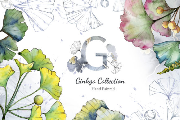 Green Ginkgo Leaves Watercolor and Vector Clipart: A Versatile Illustration for Crafters
