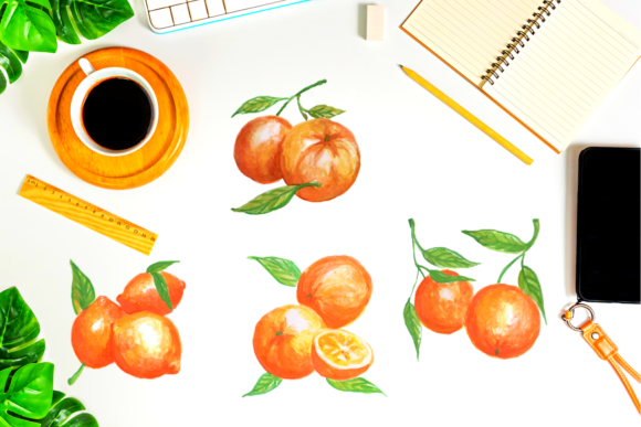 Hand Painted Watercolor Little Oranges for Commercial Illustrations