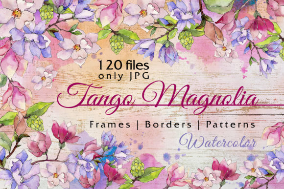 Jango Magnolia Watercolor Set: A Beautiful Graphic Design Asset for Handmade Creations