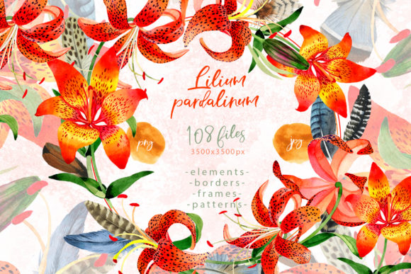 Lilium Pardalinum Watercolor Set: A Design Asset for Modern Illustrations