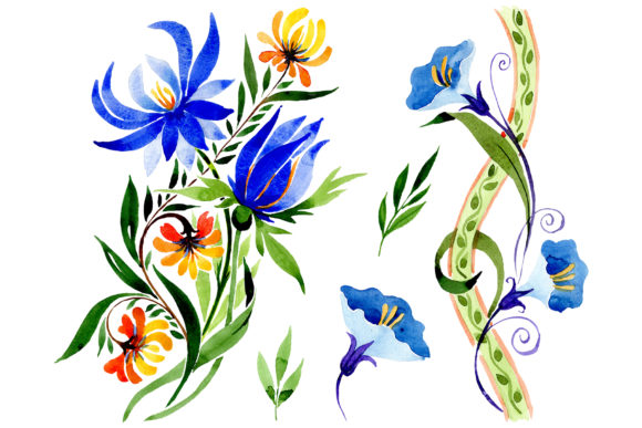 Ornament Floral Blue Watercolor: A Versatile Illustration for Creative Projects