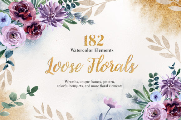 Pale Mauve Loose Floral Watercolor Set for Handmade Businesses