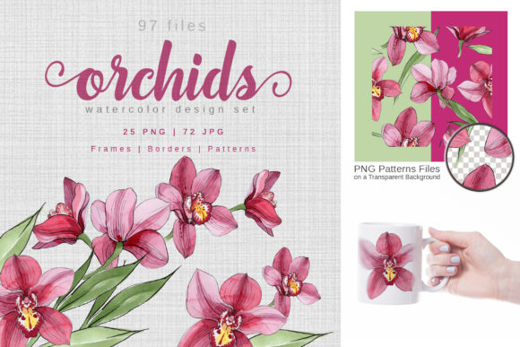 Pink Orchids Watercolor: A Versatile Illustration for Modern Branding