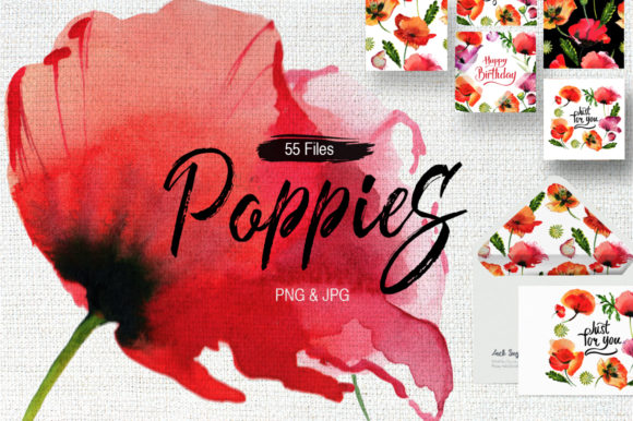 Poppy Flowers Watercolor Set: A Versatile Illustration for Content Creators