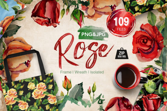 Roses Flowers Watercolor Set: A Versatile Illustration for Creative Projects