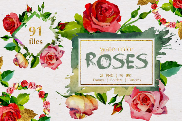 Roses Watercolor Scarlet for Brand Identity & Illustrations