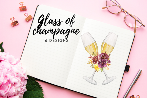 Watercolor Glasses of Champagne Set: A Versatile Illustration for Creative Projects